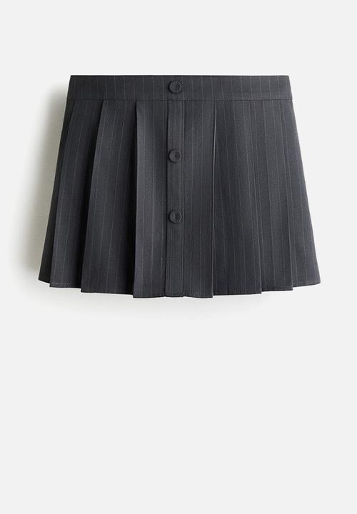 H&M - Pleated twill skort - dark grey/pinstriped