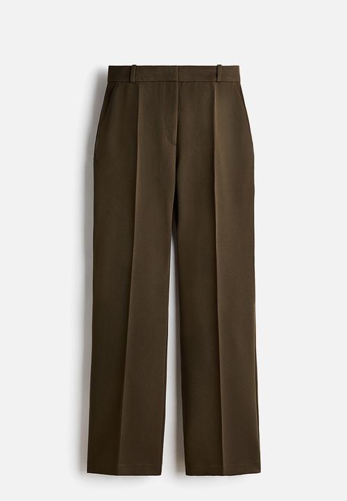 H&M - Tailored twill trousers - dark khaki green