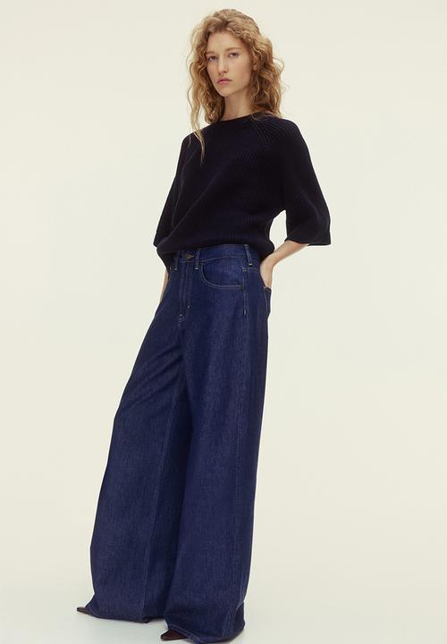 H&M - Wide high waist jeans - dark denim blue