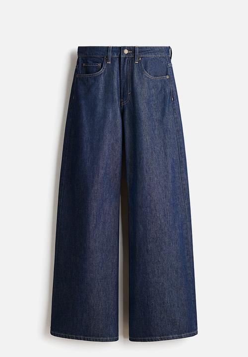 H&M - Wide high waist jeans - dark denim blue