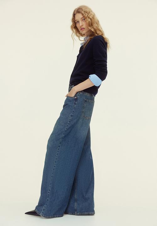 H&M - Wide high waist jeans - denim blue