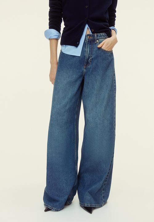 H&M - Wide high waist jeans - denim blue