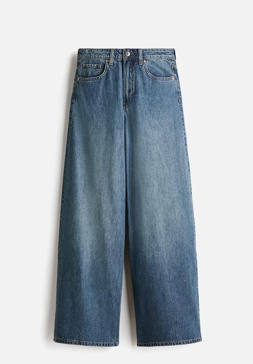 H&M - Wide high waist jeans - denim blue