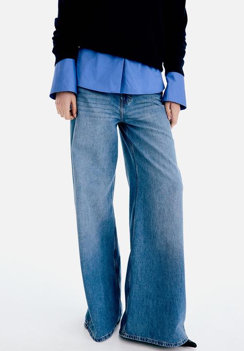 H&M - Wide high waist jeans - denim blue