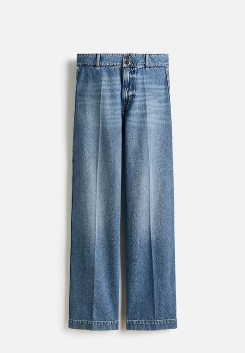 H&M - Wide high waist jeans - denim blue