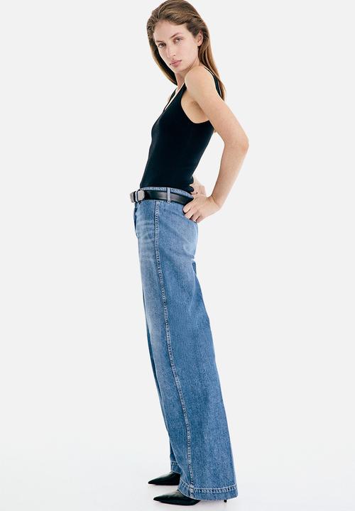 H&M - Wide high waist jeans - denim blue