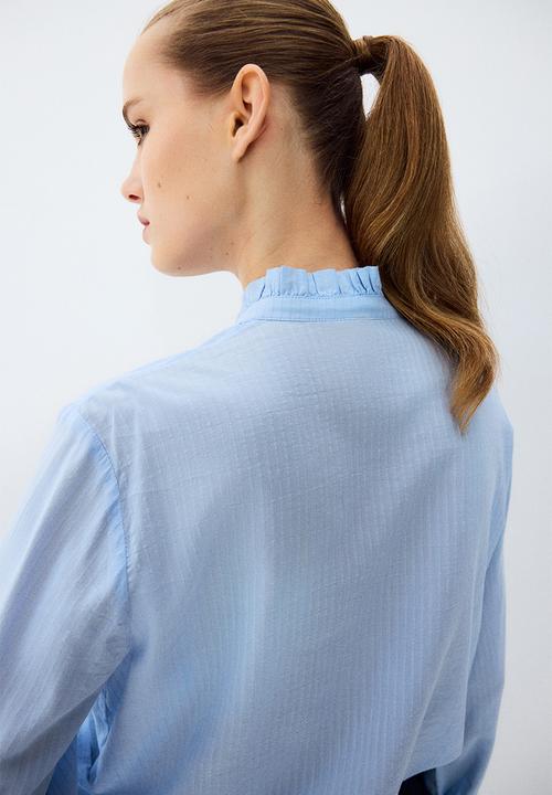H&M - Frill-collared blouse - light blue