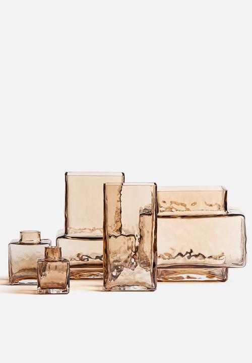 H&M - Large textured-glass vase - light brown