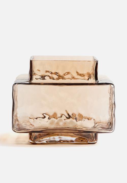 H&M - Large textured-glass vase - light brown