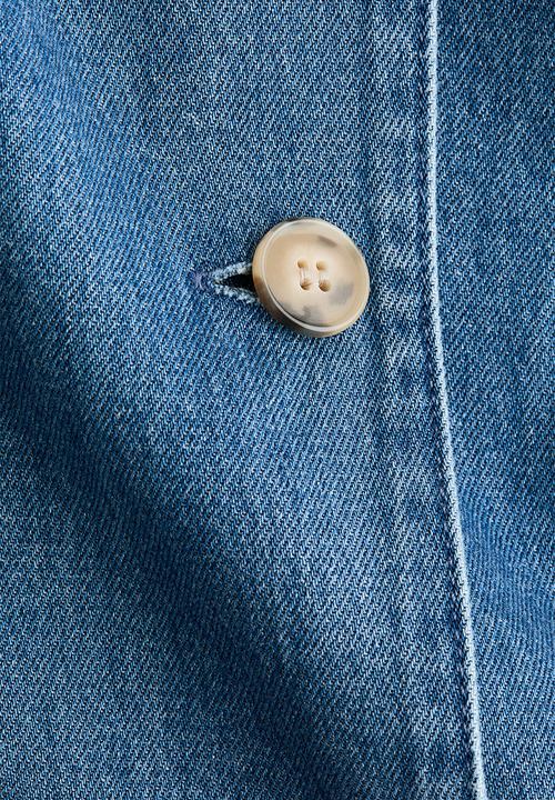 H&M - Puff-sleeved twill jacket - denim blue