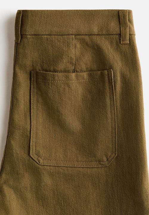 H&M - Wide twill trousers - khaki green
