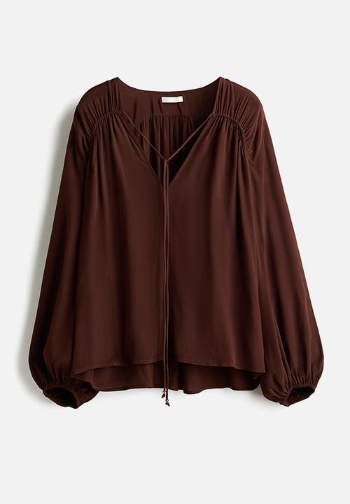 H&M - Oversized viscose blouse - dark brown