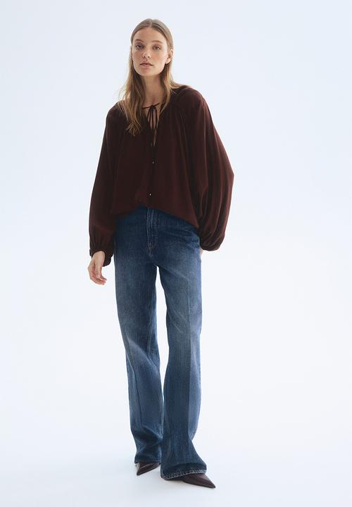 H&M - Oversized viscose blouse - dark brown