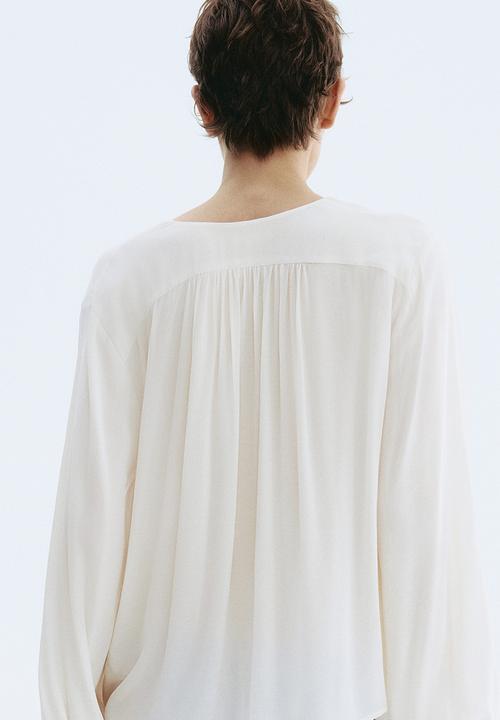 H&M - Oversized viscose blouse - light beige