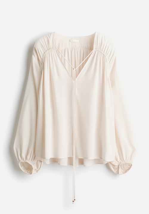 H&M - Oversized viscose blouse - light beige