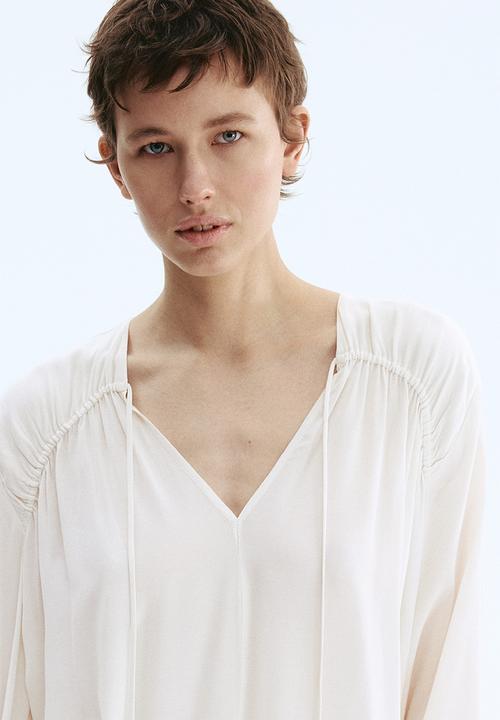 H&M - Oversized viscose blouse - light beige