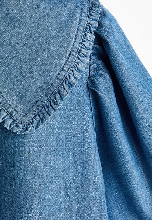 H&M - Tie-front denim blouse - denim blue