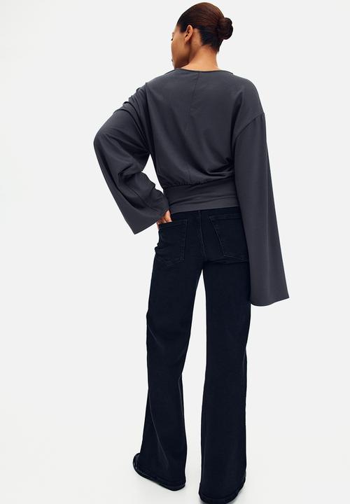 H&M - Gathered jersey top - dark grey