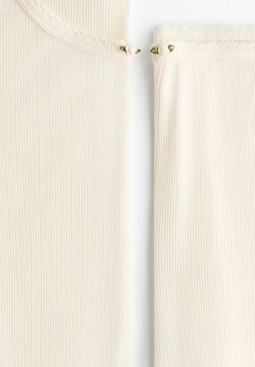 H&M - Ribbed jersey pyjamas - cream