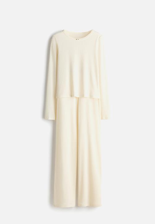 H&M - Ribbed jersey pyjamas - cream