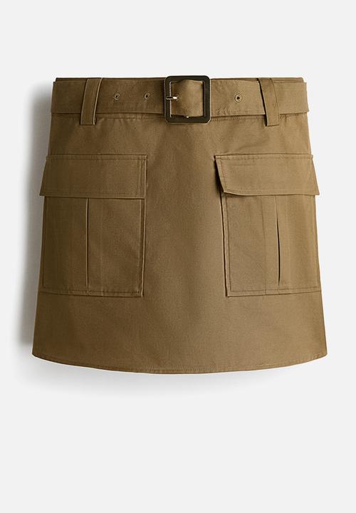 H&M - Belted utility skirt - khaki green