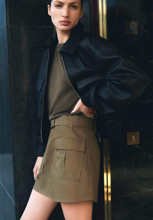 H&M - Belted utility skirt - khaki green