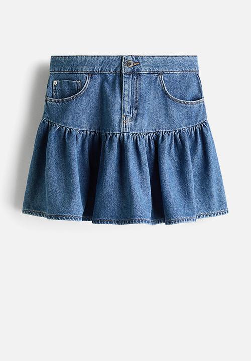 H&M - Flared denim skirt - denim blue