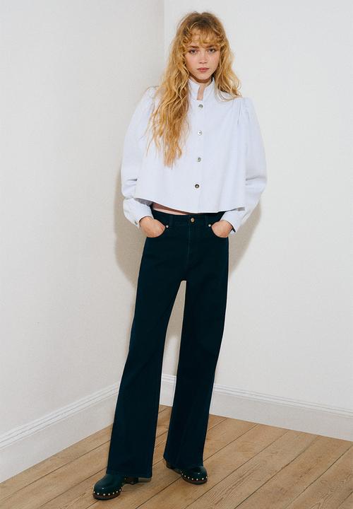 H&M - Shoulder-pad twill shirt - light blue