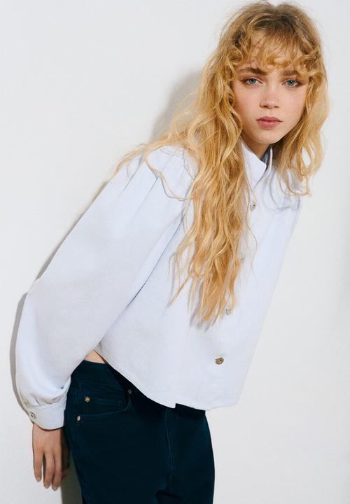 H&M - Shoulder-pad twill shirt - light blue