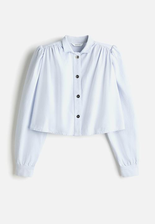 H&M - Shoulder-pad twill shirt - light blue