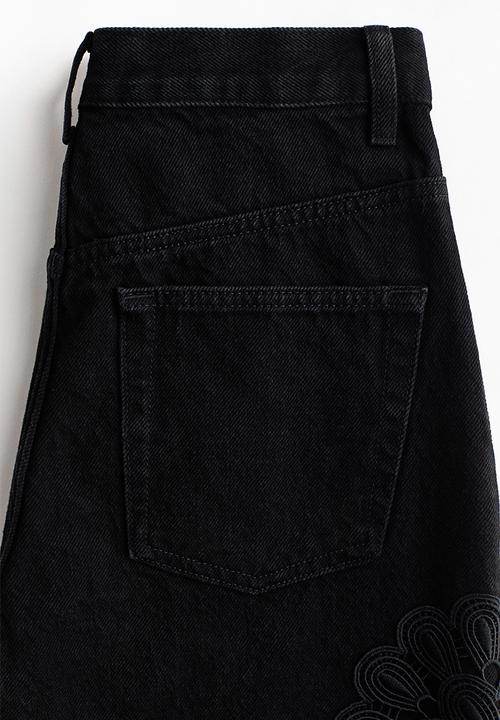 H&M - Crochet look-detail jeans - black