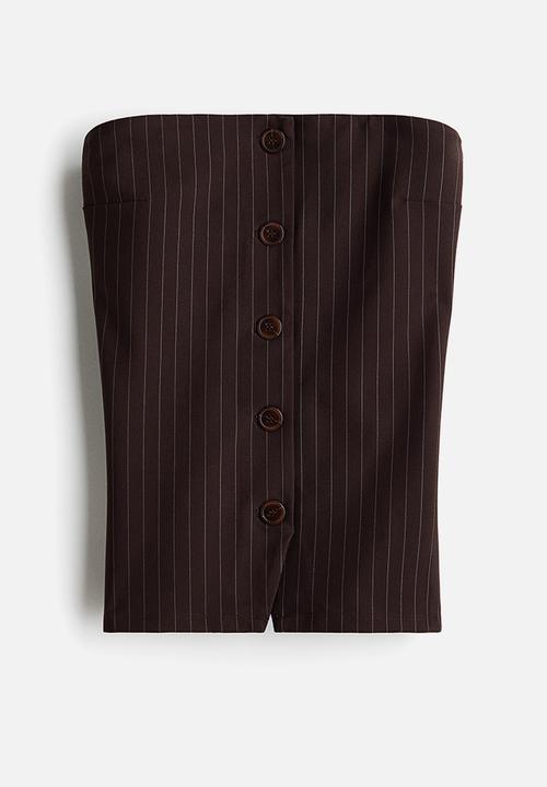 H&M - Bandeau waistcoat - dark brown/pinstriped