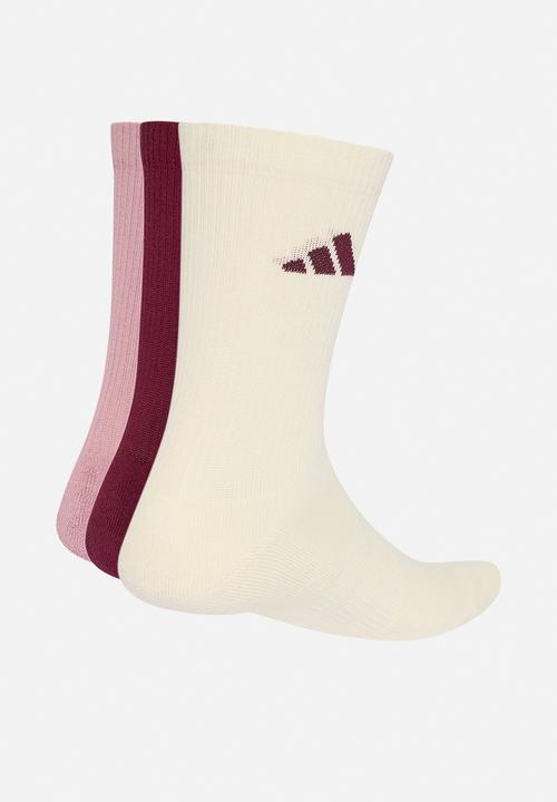 adidas Performance - Cushioned Sportswear Crew Socks 3pk - Maroon/ivory/magic mauve/white