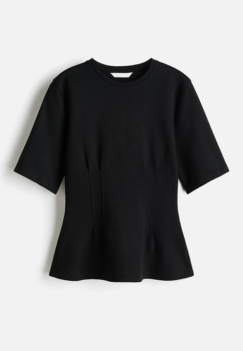 H&M - Waisted interlock t-shirt - black
