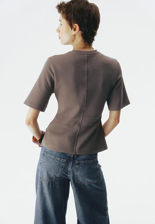 H&M - Waisted interlock t-shirt - dark mole
