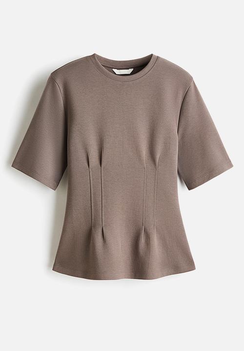 H&M - Waisted interlock t-shirt - dark mole