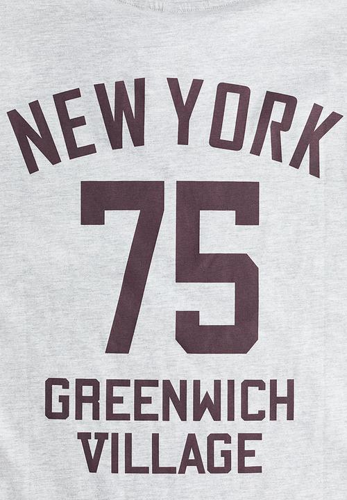 H&M - Oversized jersey top - light grey marl/new york