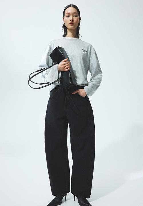 H&M - Oversized jersey top - light grey marl/new york
