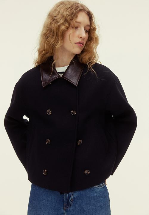 H&M - Wool-blend pea coat - navy blue