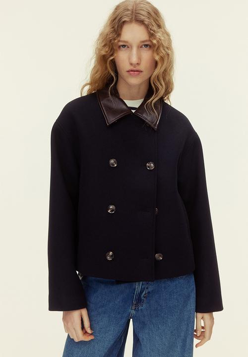 H&M - Wool-blend pea coat - navy blue