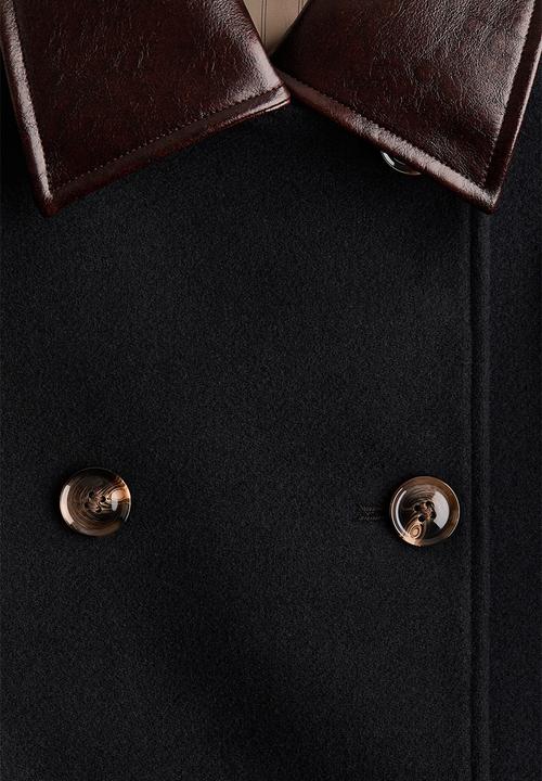 H&M - Wool-blend pea coat - navy blue