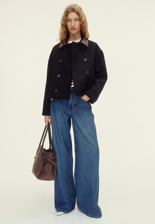 H&M - Wool-blend pea coat - navy blue