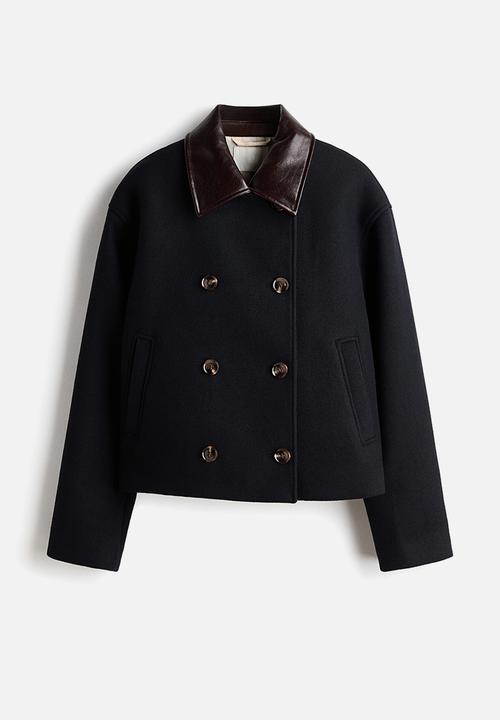 H&M - Wool-blend pea coat - navy blue