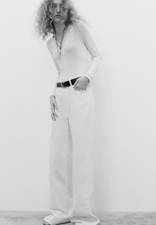 H&M - Lace-trimmed top - white
