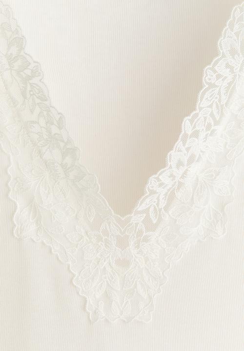 H&M - Lace-trimmed top - white