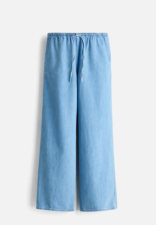 H&M - Denim drawstring trousers - light denim blue