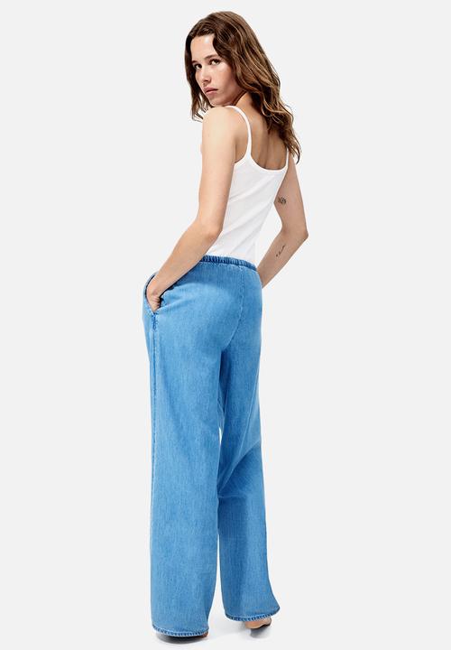 H&M - Denim drawstring trousers - light denim blue