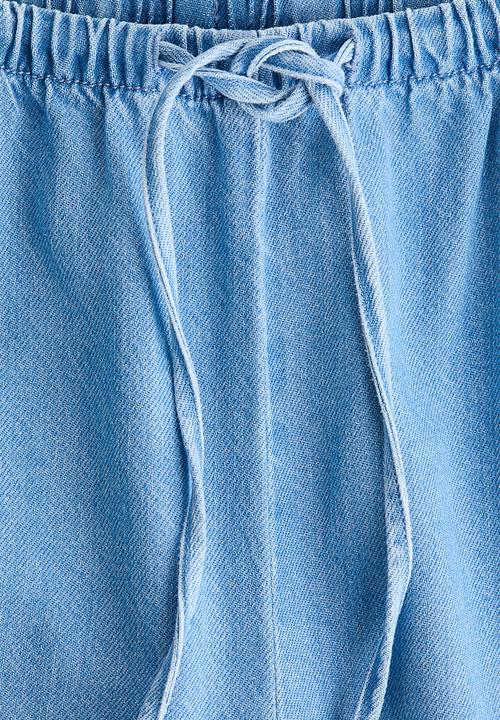 H&M - Denim drawstring trousers - light denim blue