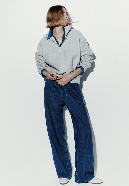 H&M - Denim drawstring trousers - denim blue