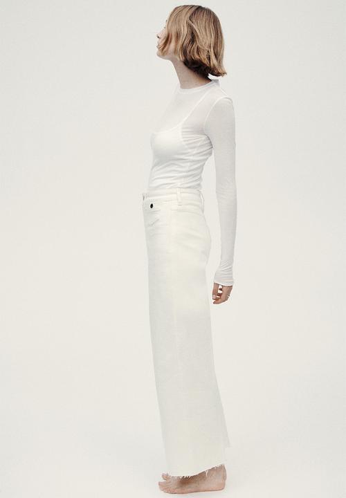 H&M - Wide high waist ankle jeans - white